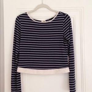 French Connection Navy and White Tee